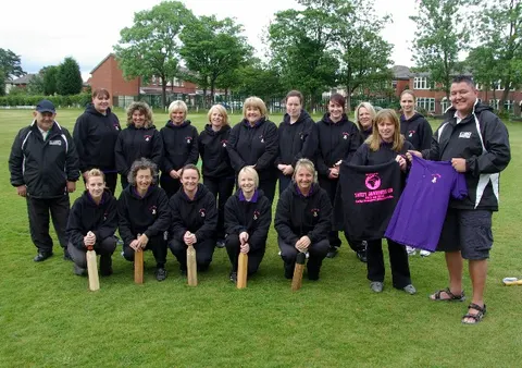 Section G Champions KC Ladies Being Presented With Their New Tops By Joe Foster MD Of Sponsors Safety Awareness Ltd